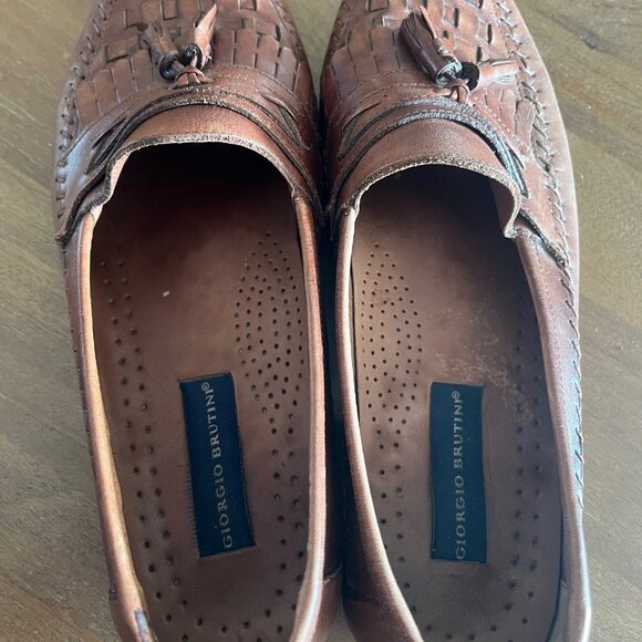 Giorgio Brutini Men’s Brown Leather Weaved Tassel Loafers Size 11 D Made Brazil - Picture 5 of 9